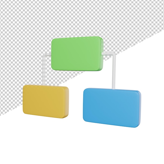 Esquema estructura organización vista lateral 3d renderizado icono ilustración sobre fondo transparente