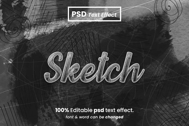 PSD esquisse d'effet de texte 3d