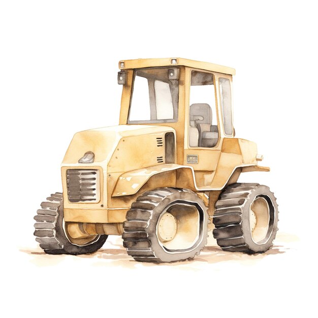 PSD c'est une peinture à l'aquarelle d'un bulldozer jaune