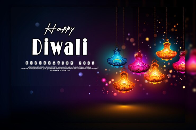 PSD se establecen pancartas realistas para diwali con la celebración del festival de diya