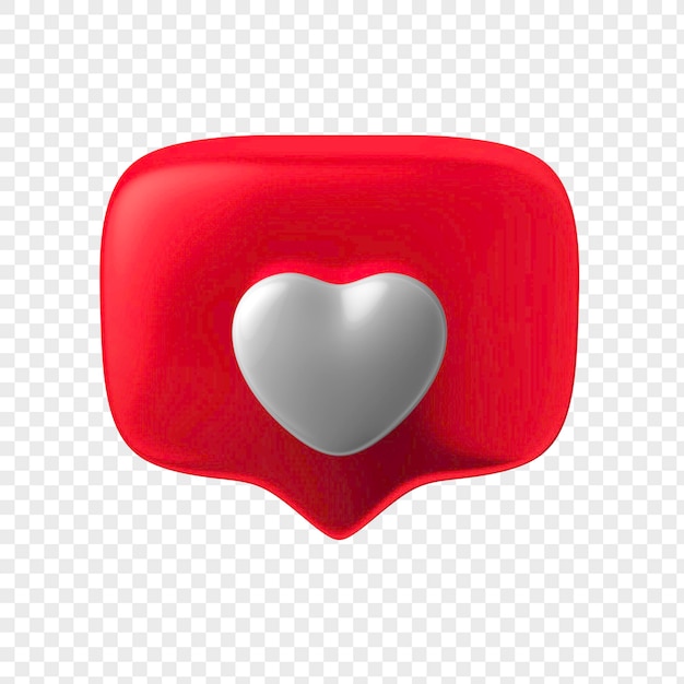 Establecer como icono de corazón en un pin rojo aislado sobre fondo transparente Como símbolo 3d render