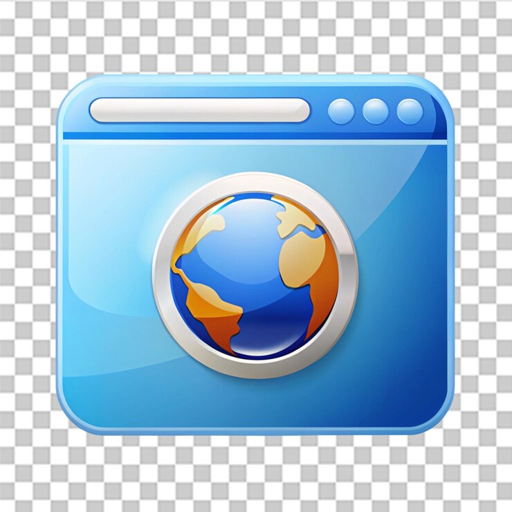 PSD establecer el icono de la vista frontal del servicio del navegador aislado en un fondo transparente
