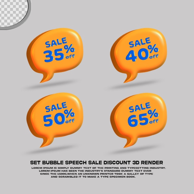 Establecer porcentaje de descuento de venta de discurso de burbuja Render 3D