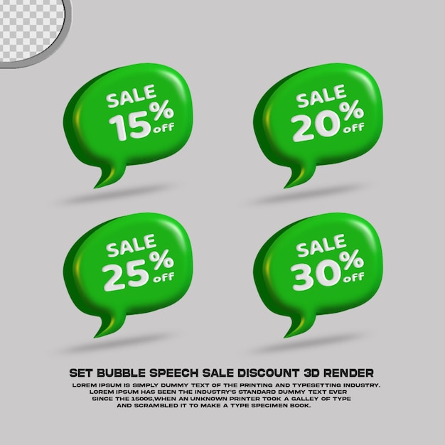 Establecer porcentaje de descuento de venta de discurso de burbuja Render 3D