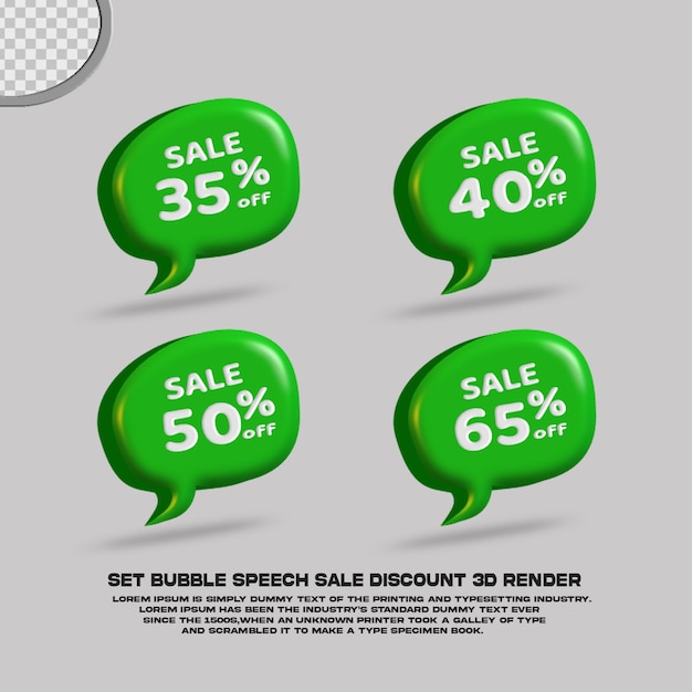 Establecer porcentaje de descuento de venta de discurso de burbuja Render 3D