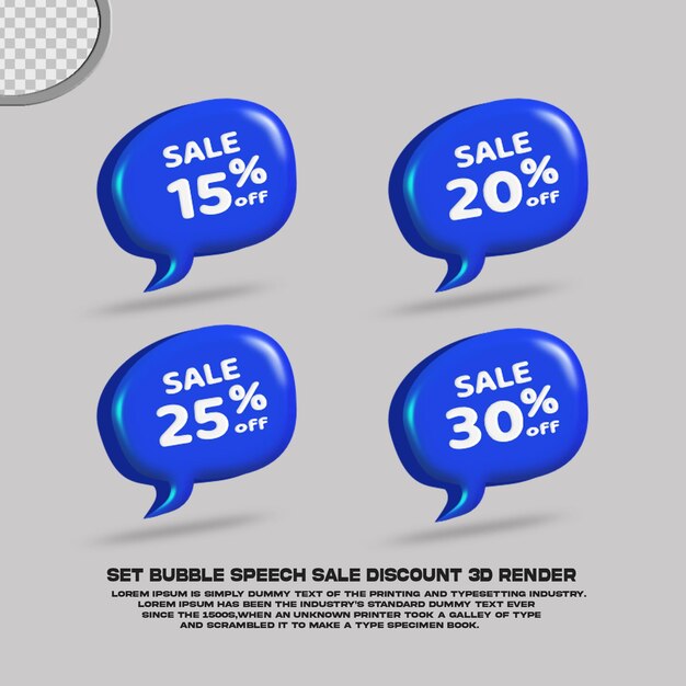 Establecer porcentaje de descuento de venta de discurso de burbuja Render 3D