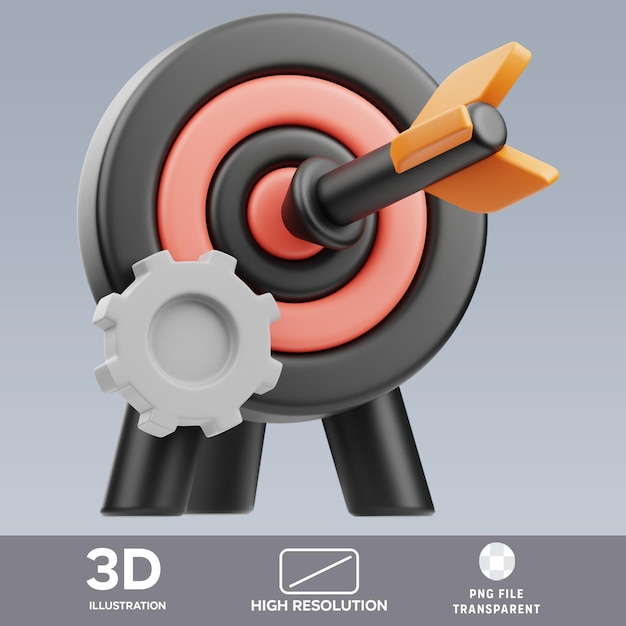 Establecimiento de objetivos PSD Ilustración 3D