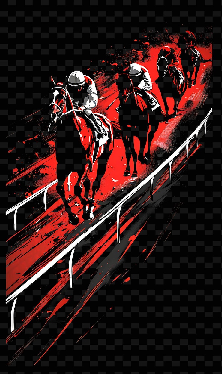 PSD establecimiento de la pista de carreras de caballos con jinetes y apostadores para el diseño de carteles de ilustración de elec flat