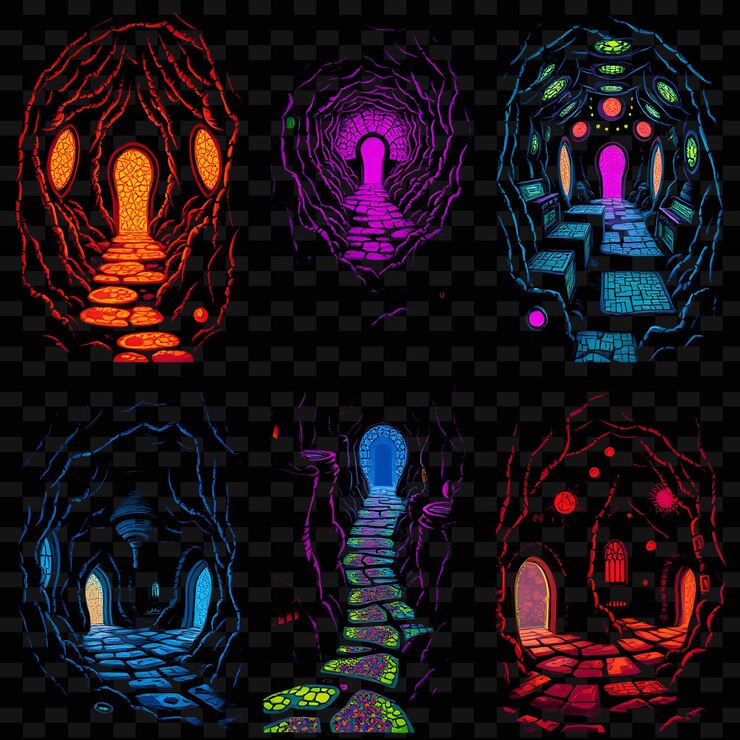 PSD establezca estructuras similares a colmenas con caminos holográficos las paredes parecen vivas w png diseño de elementos de la casa