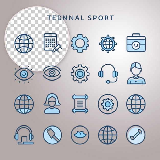Establezca el signo del icono del globo con un diseño vectorial simple en un fondo transparente