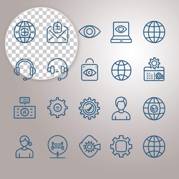 Establezca el signo del icono del globo con un diseño vectorial simple en un fondo transparente