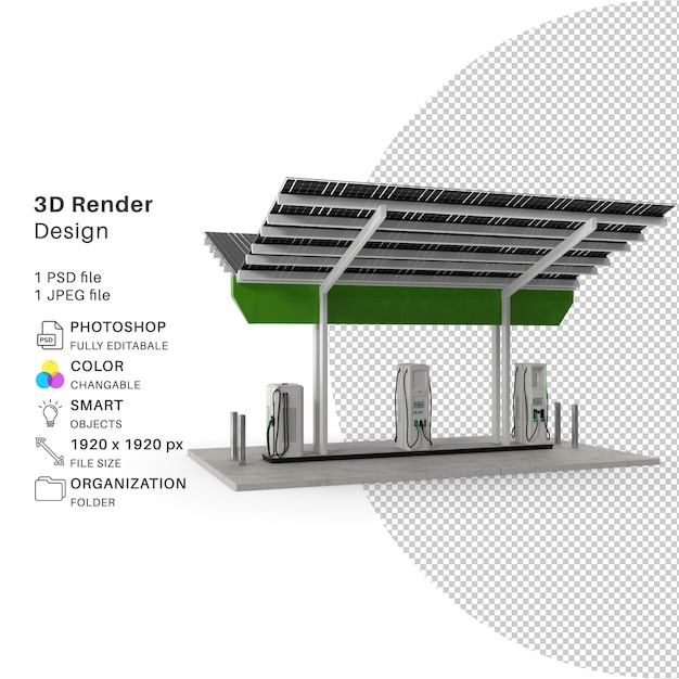 Estación de panel solar Modelado 3D Archivo PSD Panel solar realista