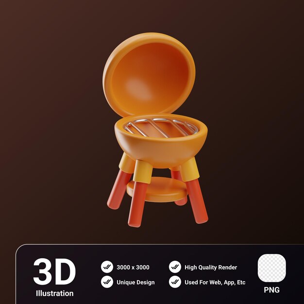 Estaciones Objeto barbacoa Ilustración en 3D