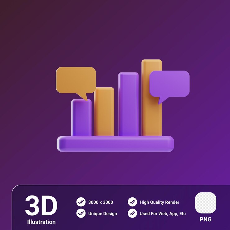 PSD estadística de banca móvil ilustración 3d