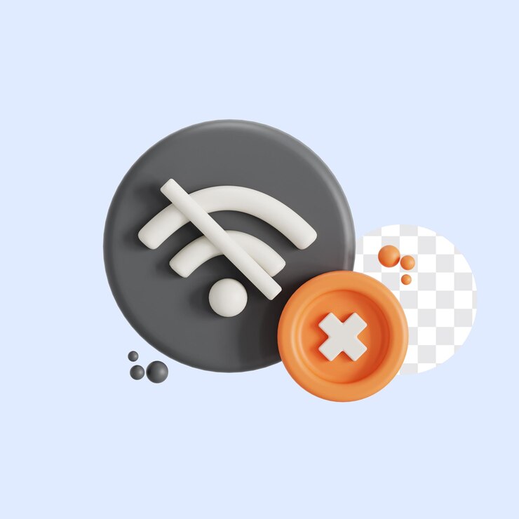 PSD estado de error 3d ilustración del error wifi