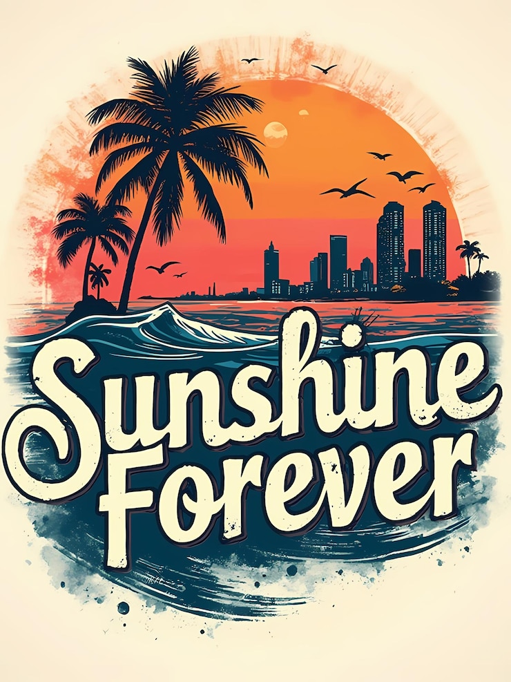 PSD el estado soleado, las vibraciones tropicales, las palmeras y las impresionantes puestas de sol