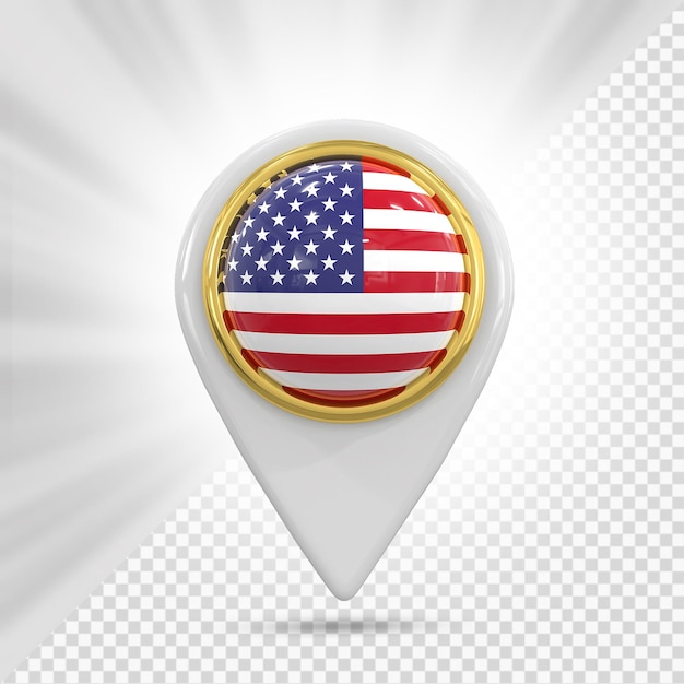 Estados Unidos Bandera Pin Mapa 3D