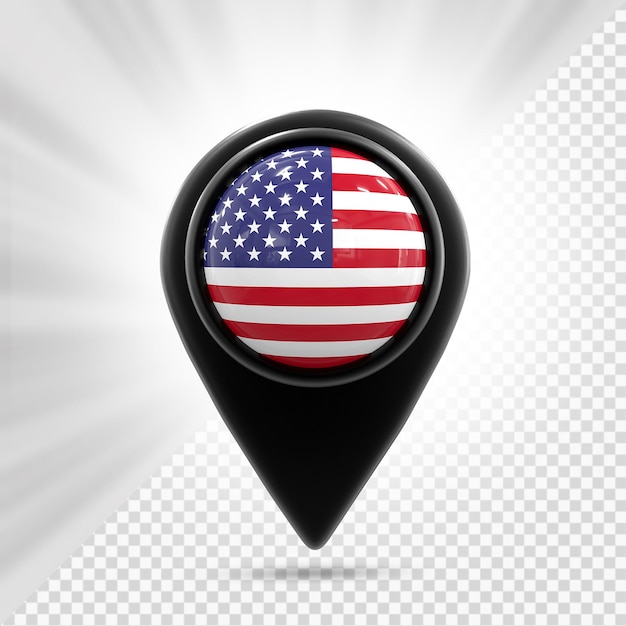 Estados Unidos Bandera Pin Mapa 3D