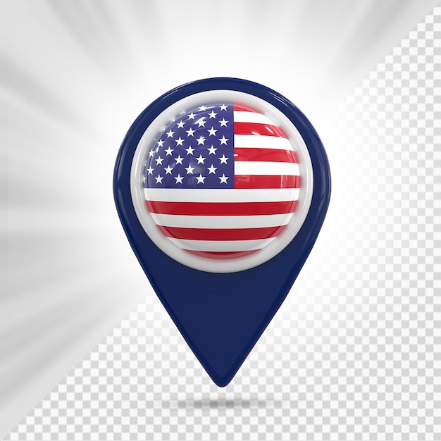 Estados Unidos Bandera Pin Mapa 3D