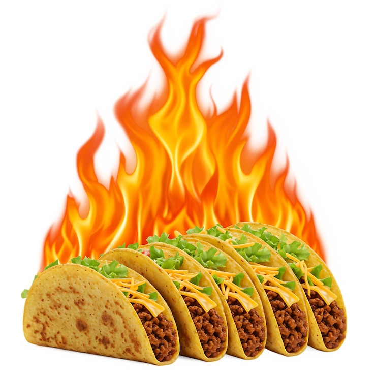 PSD estados unidos mexicano birria francés mini delicioso vegetal tomate pollo fuego tacos juego png foto de stock