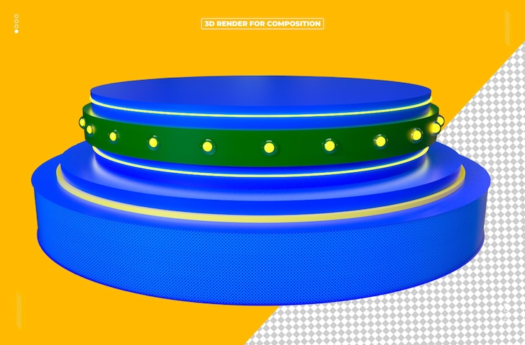PSD estágio de objeto renderizado em 3d amarelo-verde