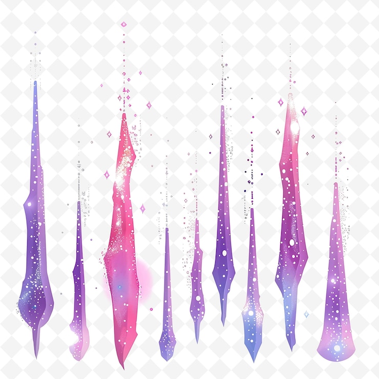PSD estalagmita de fantasía colgando con luces de hadas y brillo en png natural inspired flat borderline