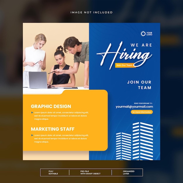 estamos contratando banner de vacante de trabajo o plantilla de publicación en redes sociales
