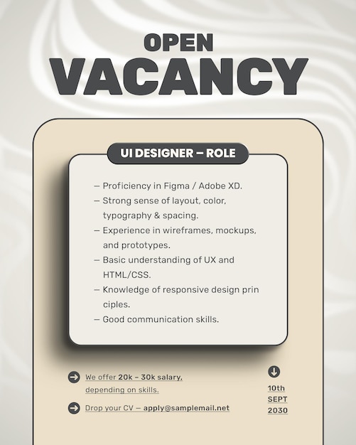 Estamos contratando vacantes en las redes sociales.