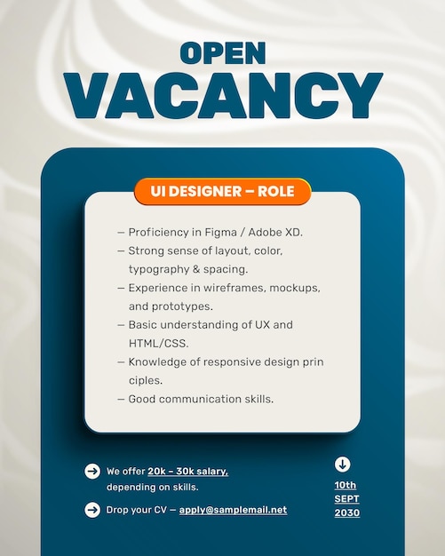 Estamos contratando vacantes en las redes sociales.