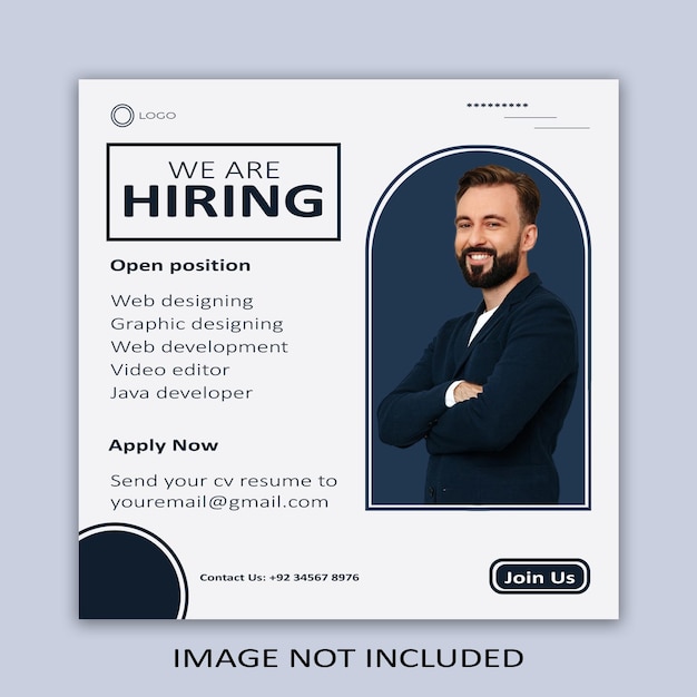 Estamos contratando vagas de emprego banner quadrado ou modelo de postagem de mídia social