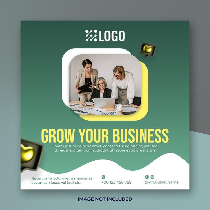 Estampa de banner de agencia de marketing digital de negocios corporativos PSD con folleto de publicación de redes sociales con foto