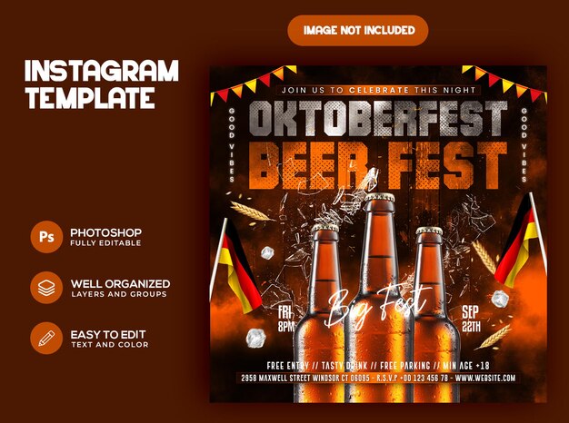 Estampa de banner de promoción de las redes sociales para el evento de oktoberfest 2024