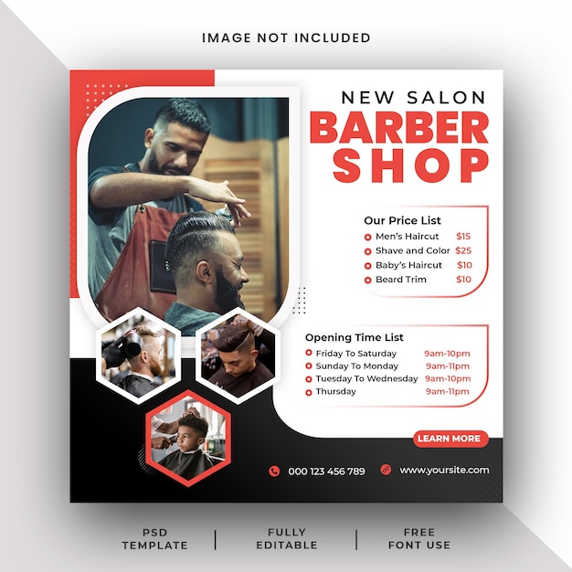 PSD estampa de banner de publicación de pro en instagram para las redes sociales de barbería