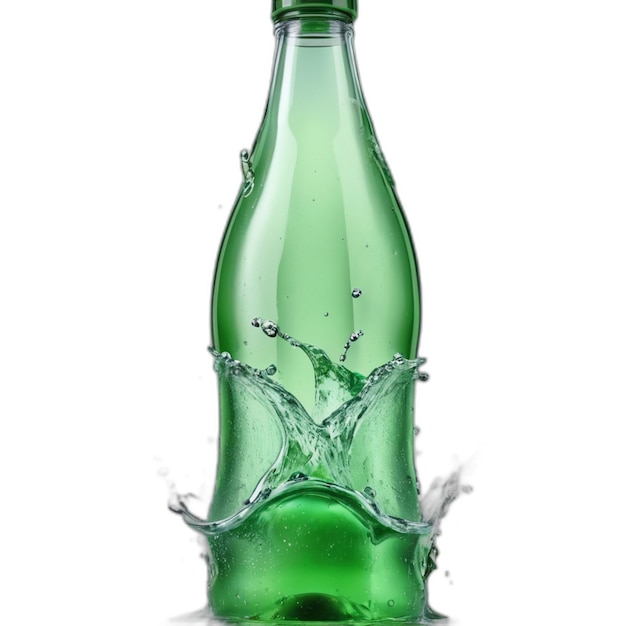 PSD estampa de garrafa verde em psd sobre um fundo branco