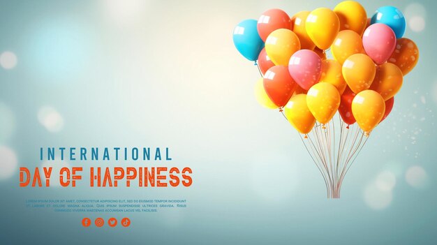 Estampa del día internacional de la felicidad en las redes sociales