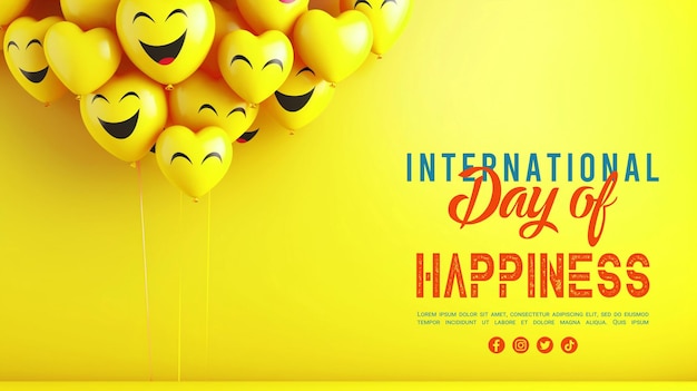 Estampa del día internacional de la felicidad en las redes sociales