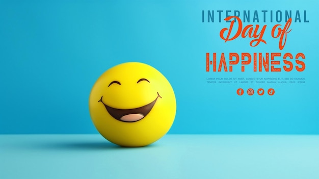 PSD estampa del día internacional de la felicidad en las redes sociales
