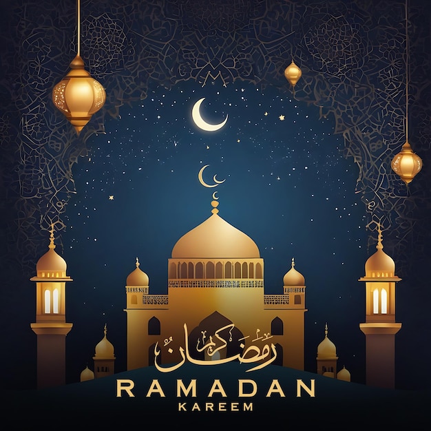 PSD estampa de diseño de la bandera dorada árabe de psd ramadan kareem