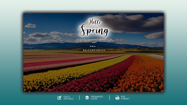 PSD estampa de diseño gráfico y de redes sociales de hello spring