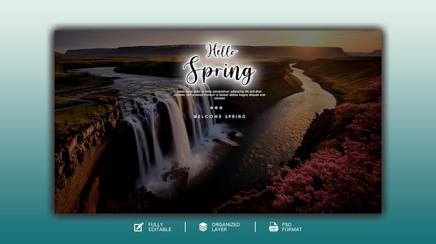 PSD estampa de diseño gráfico y de redes sociales de hello spring