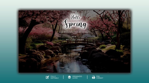 PSD estampa de diseño gráfico y de redes sociales de hello spring