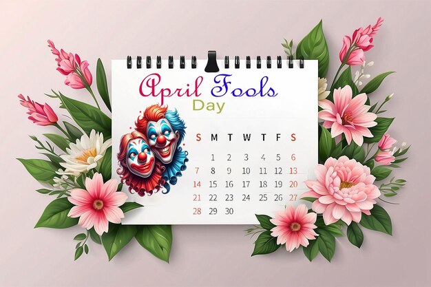 PSD estampa de diseño de saludos para el calendario conceptual del día de los tontos de abril de psd