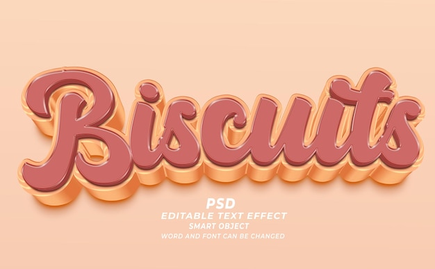 PSD estampa de photoshop de efectos de texto editable para galletas psd