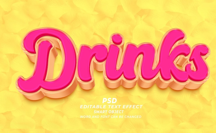 PSD estampa de photoshop de efectos de texto editable para psd drink
