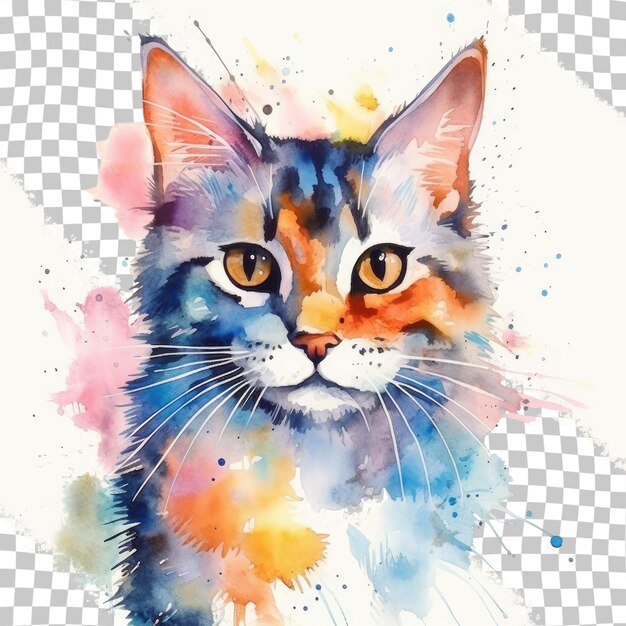 PSD estampado de un gato pintado con acuarelas.