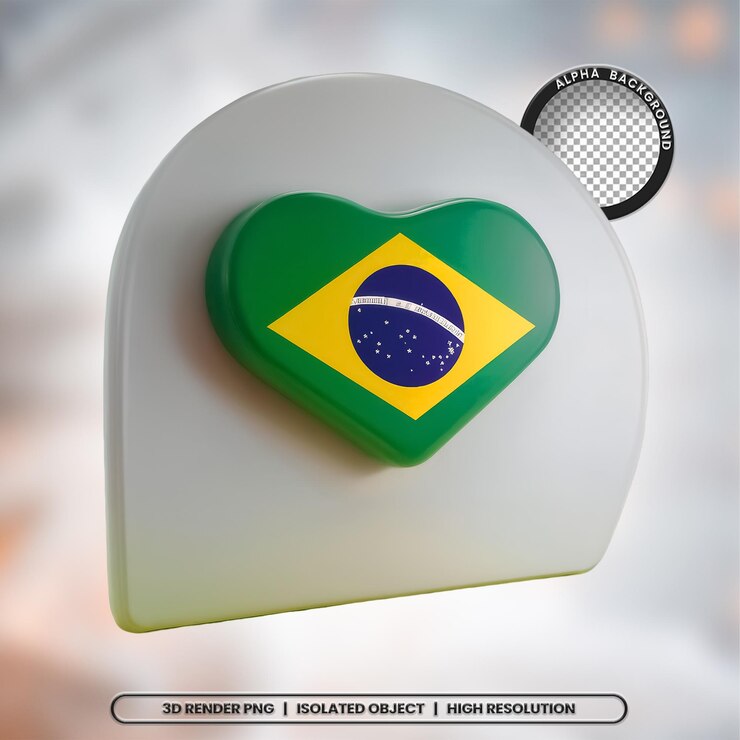 Estampilla 3D Render Brasil Bandera Emoji Elemento Icono PSD PNG También se puede encontrar en: