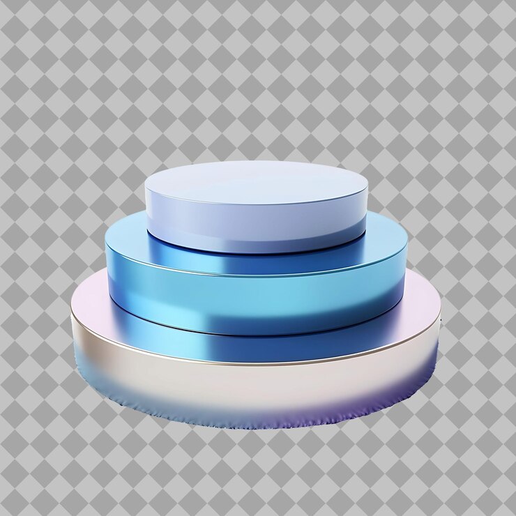 PSD estand de productos circulares de titanio de varios niveles con un objeto png cepillado y meta en un fondo limpio