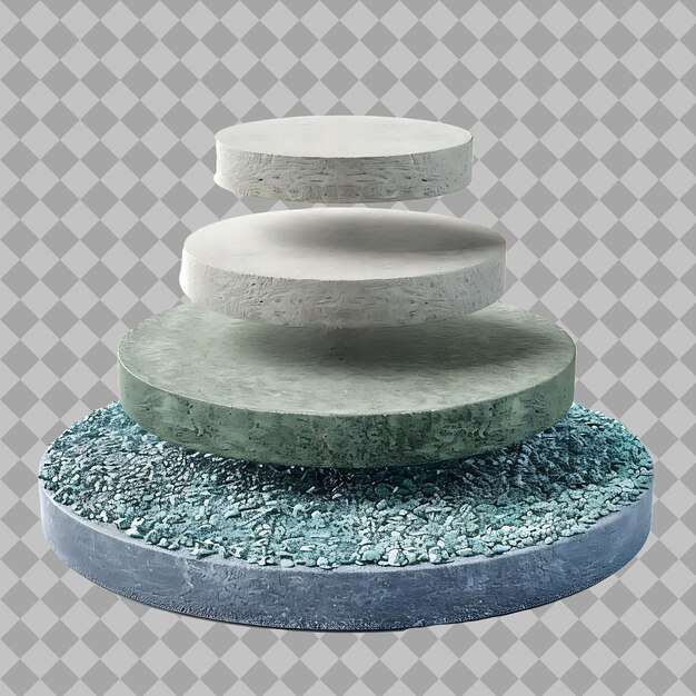 Estand de productos de selenio circular de varios niveles con un objeto PNG natural y delgado en un fondo limpio