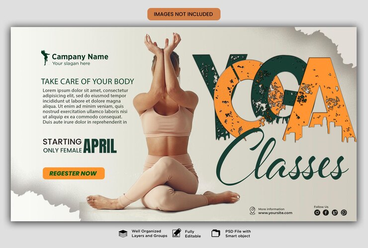 PSD estandarte de las clases de yoga