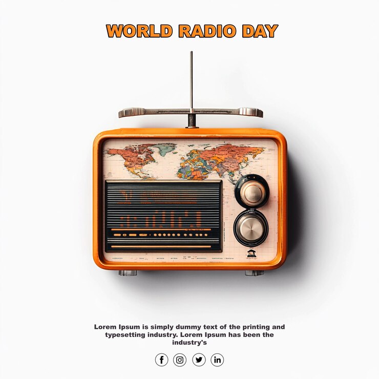 PSD estandarte del día mundial de la radio